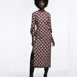 Zara Geometric print midi dress